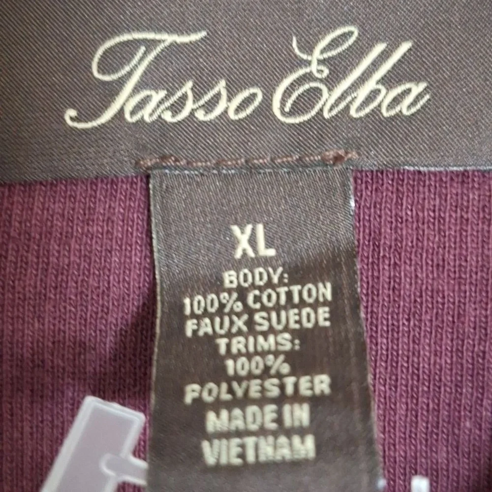 Tasso Elba Maroon Knit Full Zip Stand Up Collar Ribbed Jacket Size XL